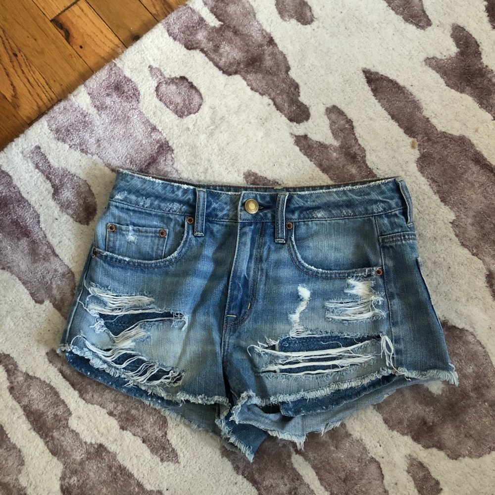 American Eagle High Rise Festival Denim Shorts